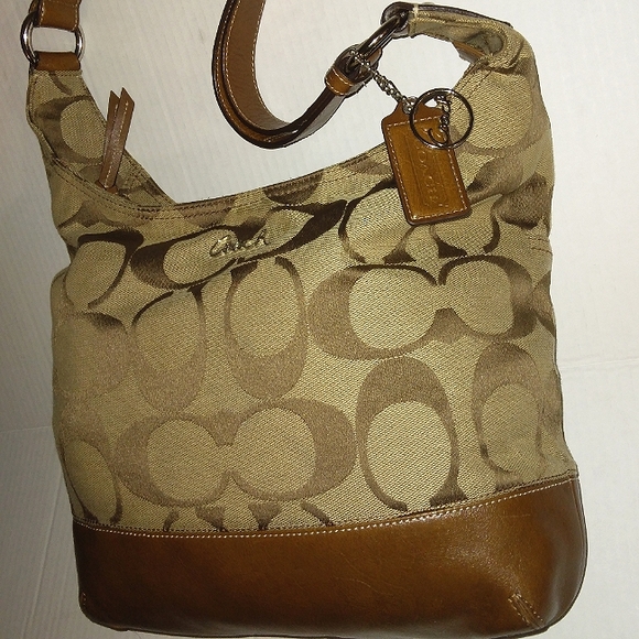 ☆Like New☆Gorgeous COACH Signature North South Convertible Pieced Leather Duffle - Picture 11 of 16